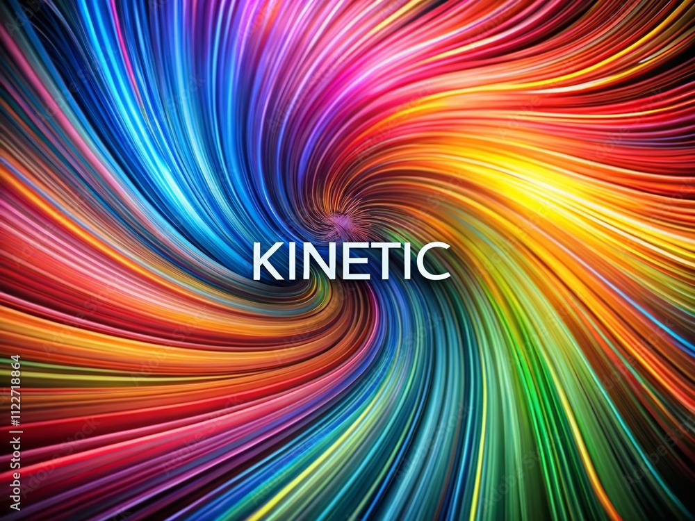 Poster abstract kinetic design featuring swirling colorful lines representing movement and energy in a dyna
