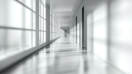 Obraz premium Hospital corridor background with subtle blurring for versatile design applications.