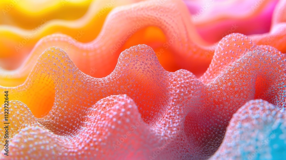 Poster 3d particle mesh background with vibrant gradients and seamless transitions.
