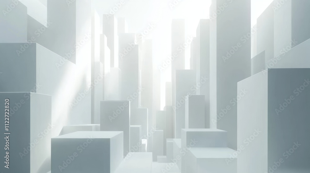 Poster 3d-rendered abstract white backgrounds with dynamic depth for premium visuals.