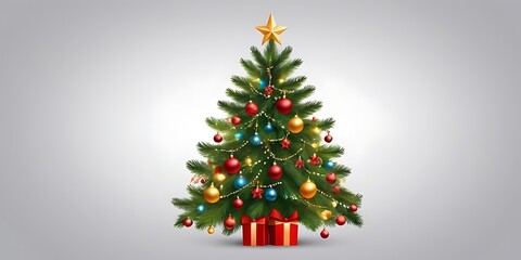 Fototapeta premium Decorated_christmas_tree_with_ornaments_and_ligh