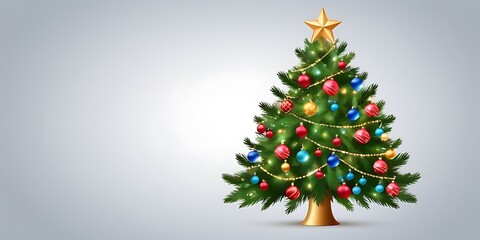 Fototapeta premium Decorated_christmas_tree_with_ornaments_and_ligh