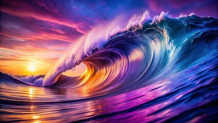 Abstract Flowing Wave, Purple Blue Gradient, Low Light