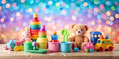 Obraz premium AI Photo: Children's Household Flatlay Bokeh Background