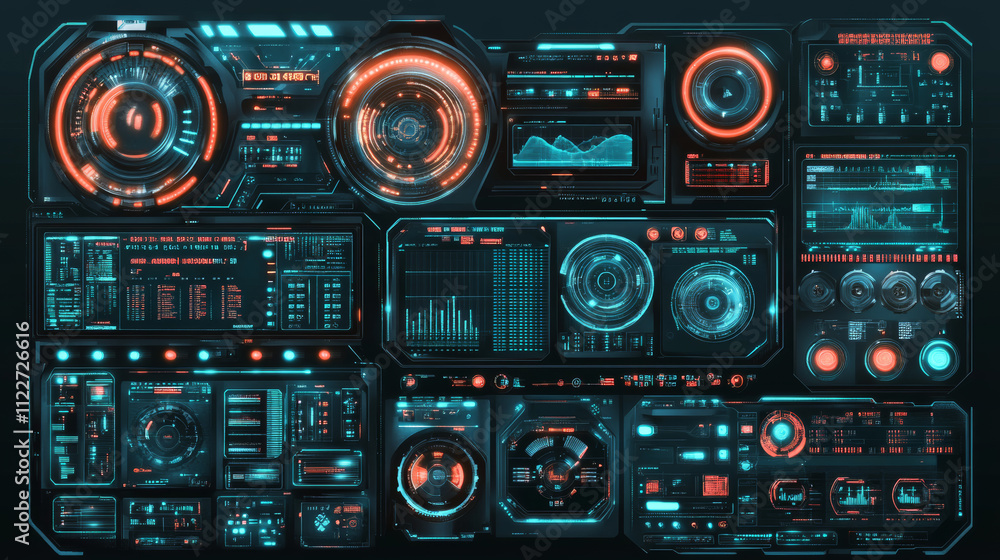 Poster sci-fi inspired futuristic typography and lettering, complete with hud and big set y2k elements. ext