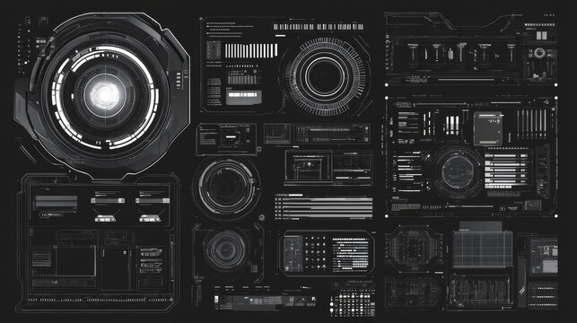 Sci-fi inspired futuristic typography and lettering, complete with HUD and big set Y2K elements. Extensive Collection of Futuristic HUD and Sci-Fi Interface Elements. Vector illustration