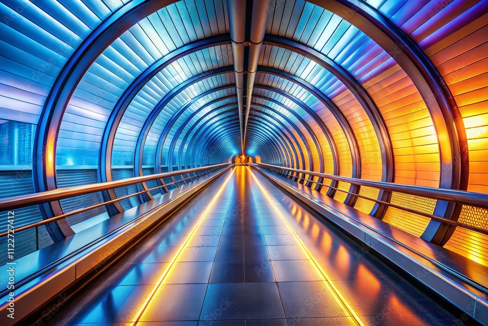 Poster aerial view of an endless corridor tunnel showcasing modern architectural design in a seamless loop 