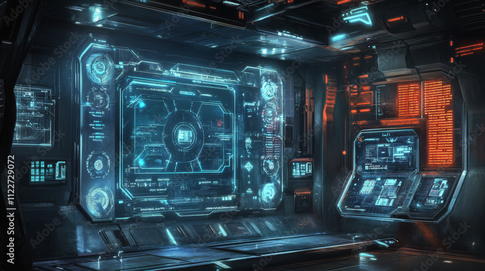 Poster futuristic technology frames interface hud element design for ui games