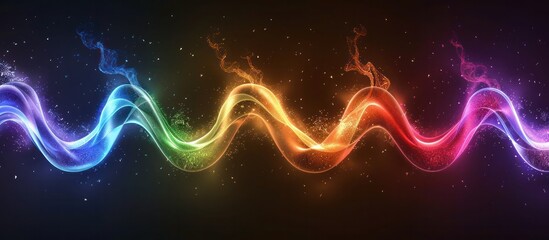Obraz premium Vibrant and dynamic cosmic energy waves of colorful light and fluid motion creating a captivating abstract design with a futuristic technological feel