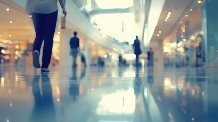 Fototapeta premium Abstract Blur of People in Modern Shopping Mall Environment