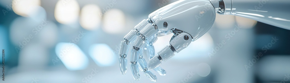 Aufkleber a close-up view of a robotic hand, showcasing its intricate design and advanced technology against a