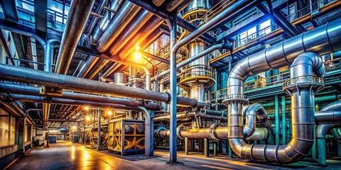 Obraz premium Industrial Plant Piping System Interior - AI Photorealistic Portrait