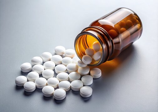 L-Dopa Pills Spill - Medical Macro Photography
