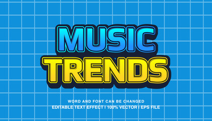 editable 3d bold cartoon music trends typeface