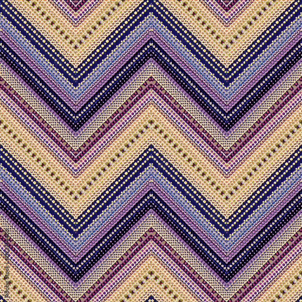 Poster abstract dotted variegated zigzag motif textured background. seamless pattern.