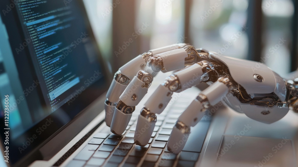 Poster artificial intelligence technology ai that comes to learn and help work to meet human needs. the ai 