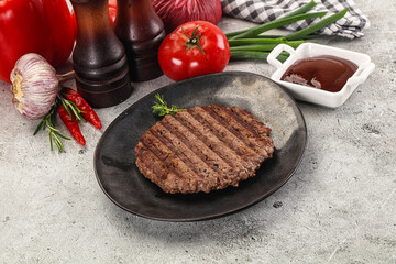 Grilled minced beef burger cutlet