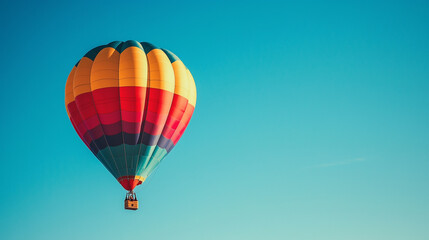 Obraz premium Albuquerque Hot Air Balloon Festival, brightly colored hot air balloons flying over the city of Albuquerque, clear blue sky and vast New Mexico desert backdrop, Ai generated images