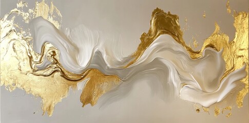 Obraz premium Elegant White and Gold Background Featuring Abundant Gold Elements