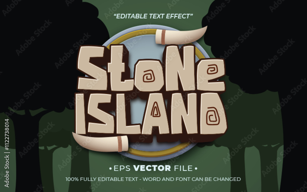 Poster stone island 3d text effect editable vector