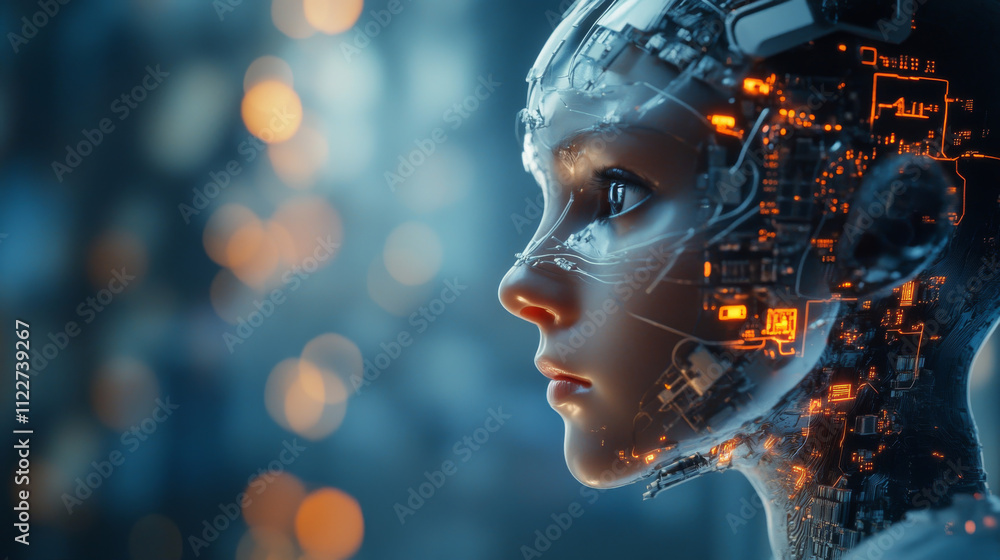Poster artificial intelligence processor, smart microchip, computer, data, technology background, 3d render