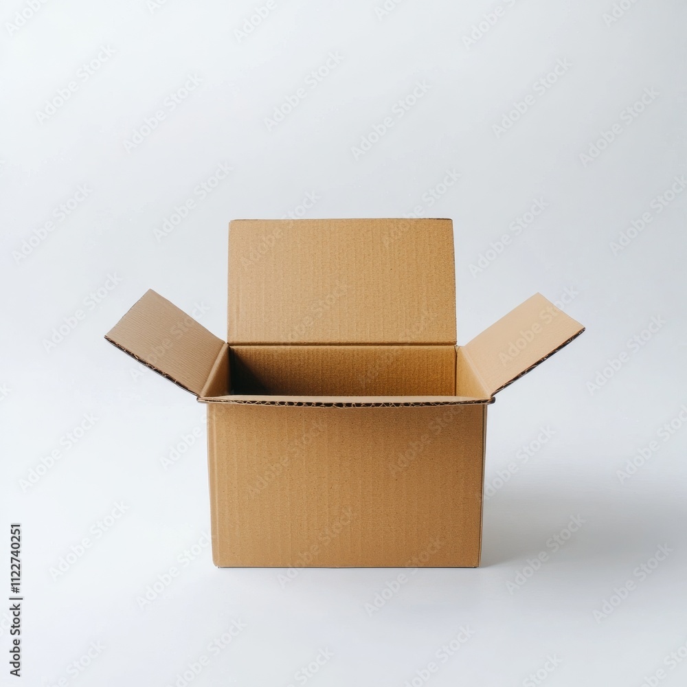 Poster new open paper box isolated on white background