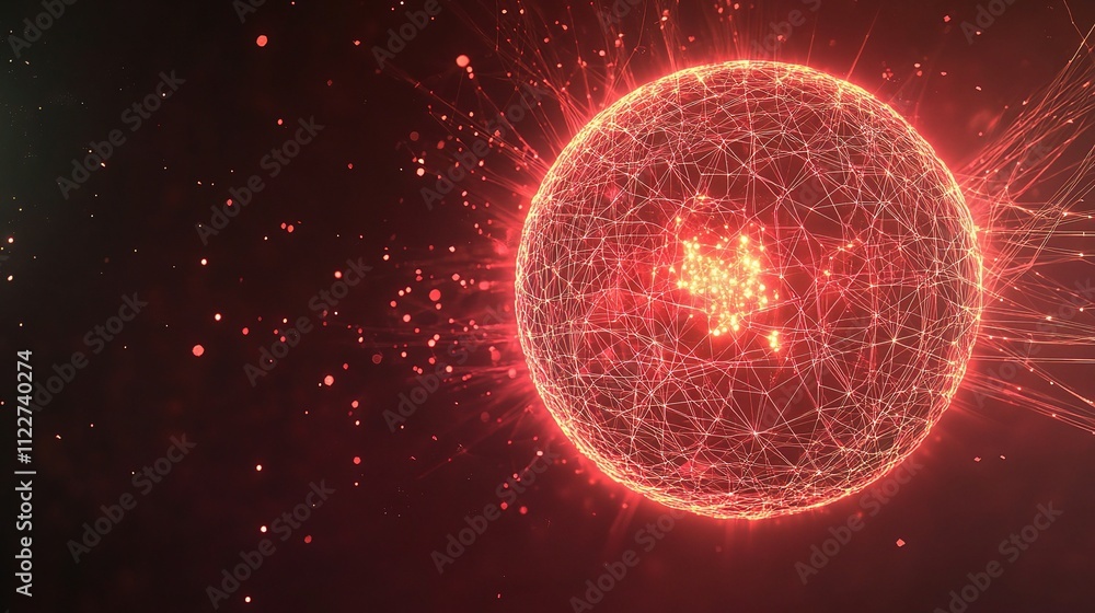 Poster futuristic ai neural network globe with glowing connections
