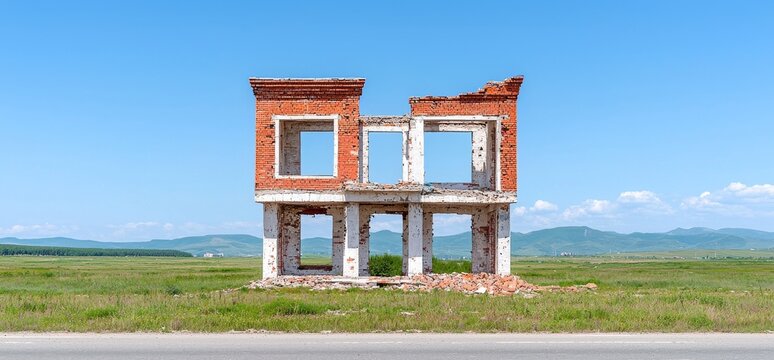 The remains of former Russian vacation spots, such as hotels and resorts, found in Armenia by Lake Sevan.