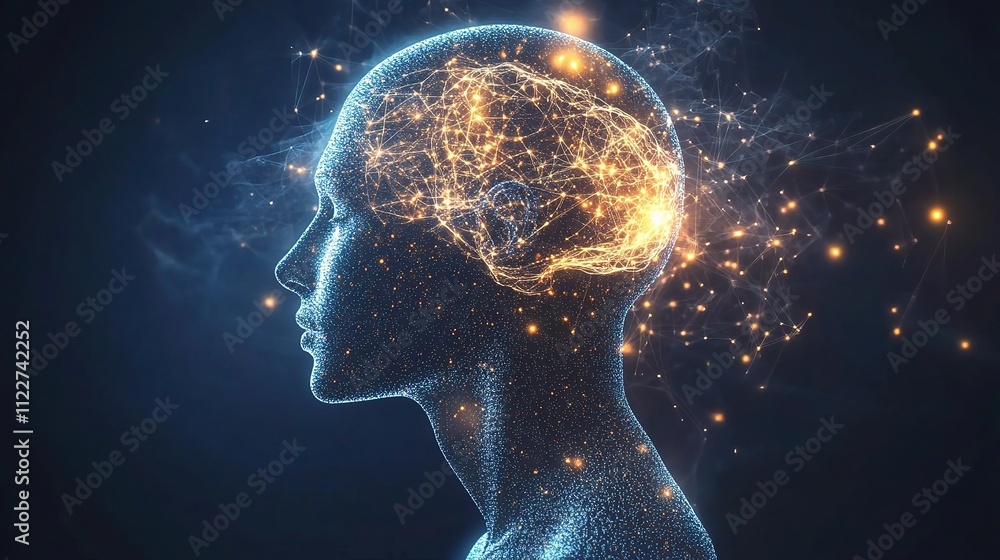 Poster futuristic neural network concept for ai design visualization