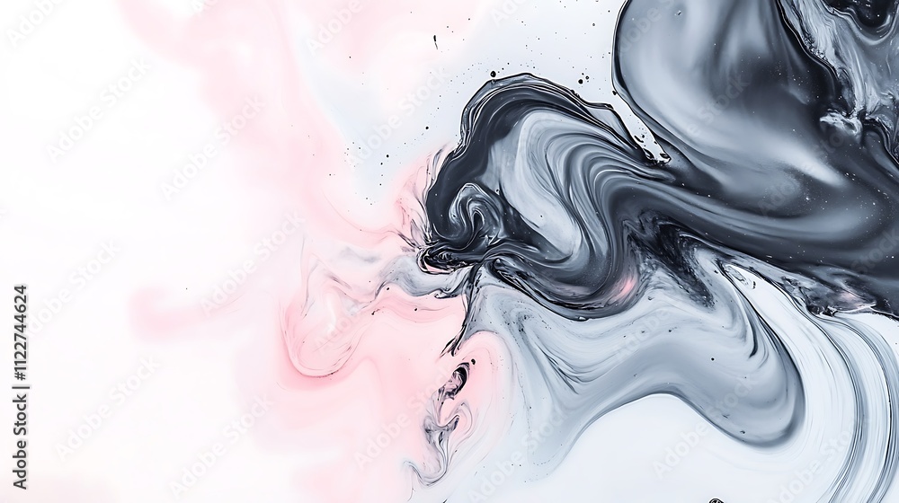 Poster a smooth, flowing abstract paint splashes with a large, clear area for text