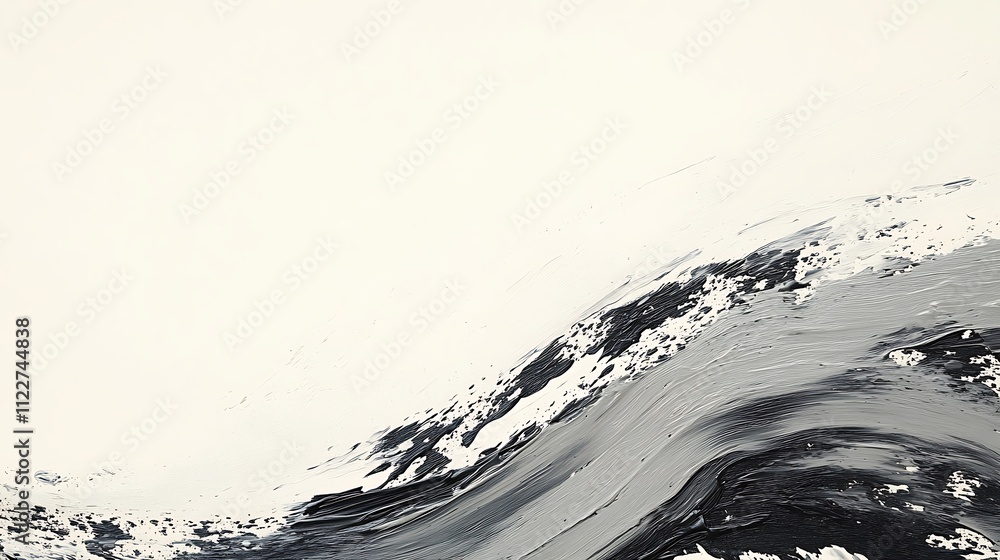 Poster a smooth, flowing abstract ink on canvas with a large, clear area for text