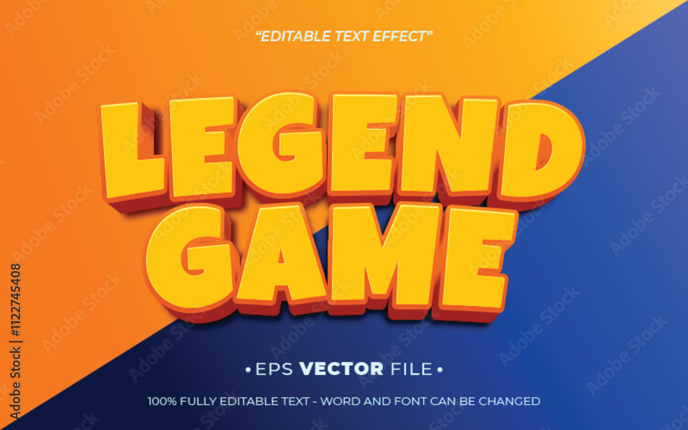 Poster legend game 3d text effect editable vector