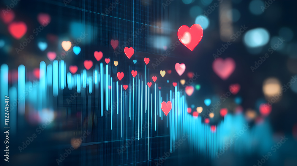 Poster a bar graph or line graph on a screen showing a dramatic increase in likes