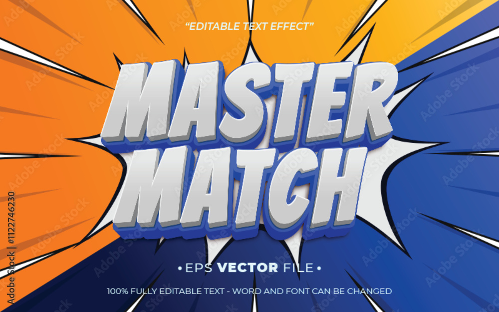 Poster master match 3d text effect editable vector