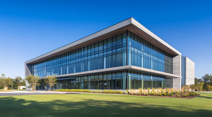 Obraz premium Modern Corporate Tower with Expansive Glass Panels for a Stylish and Professional Business Environment