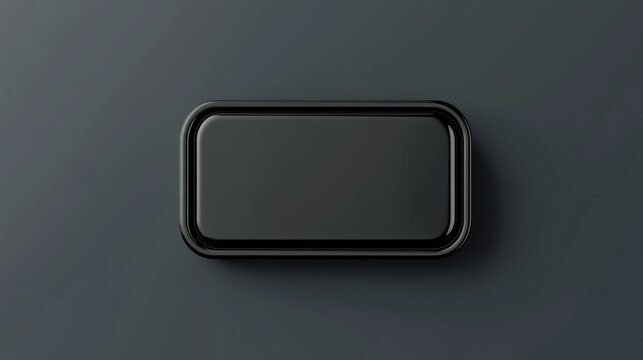 Black pin badge mockup top and bottom view. Blank glossy rectangle brooch tag with rounded corners for merch template. 3d realistic vector illustration of empty promotional and advertising souvenir.