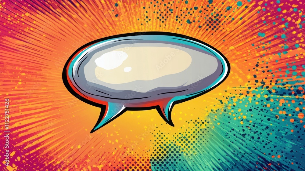 Poster vibrant comic book style speech bubble on a colorful pop art background showcasing dynamic colors an