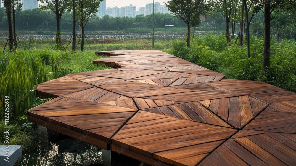 Poster modular wood patterns designed for modern architecture, blending function and style.