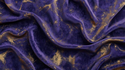 A close-up of luxurious purple fabric with gold accents, showcasing texture and elegance.