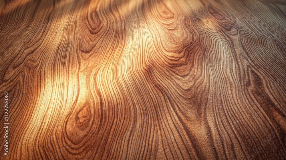 Poster photorealistic wood grain patterns with dynamic lighting, ideal for interactive media projects.