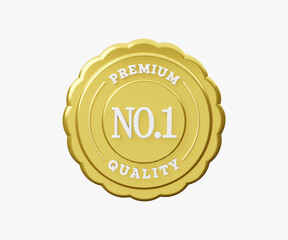 No.1 Premium Quality Badge 3D Illustration