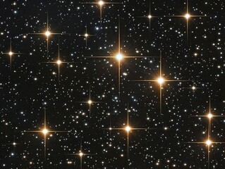 Fototapeta premium Diminished stars dispersed in vast emptiness, dark canvas, awakening of lost aspirations.