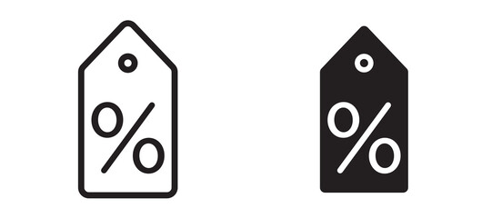 Discount tag liner icon vector set.