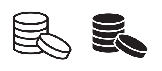 Money coin liner icon vector set.