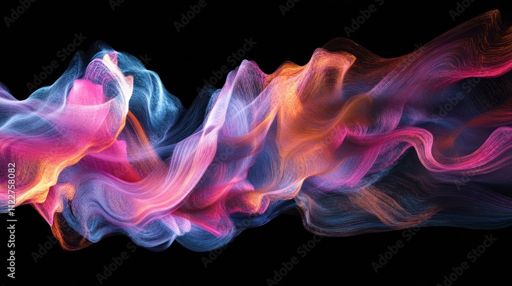 Poster digital smoke trails with dynamic motion, ideal for interactive media and vr experiences.
