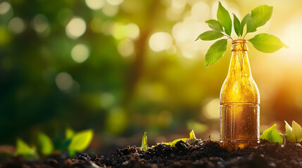 Various recycling and waste disposal activities and green space, loving the world, a green world for a friendly environment