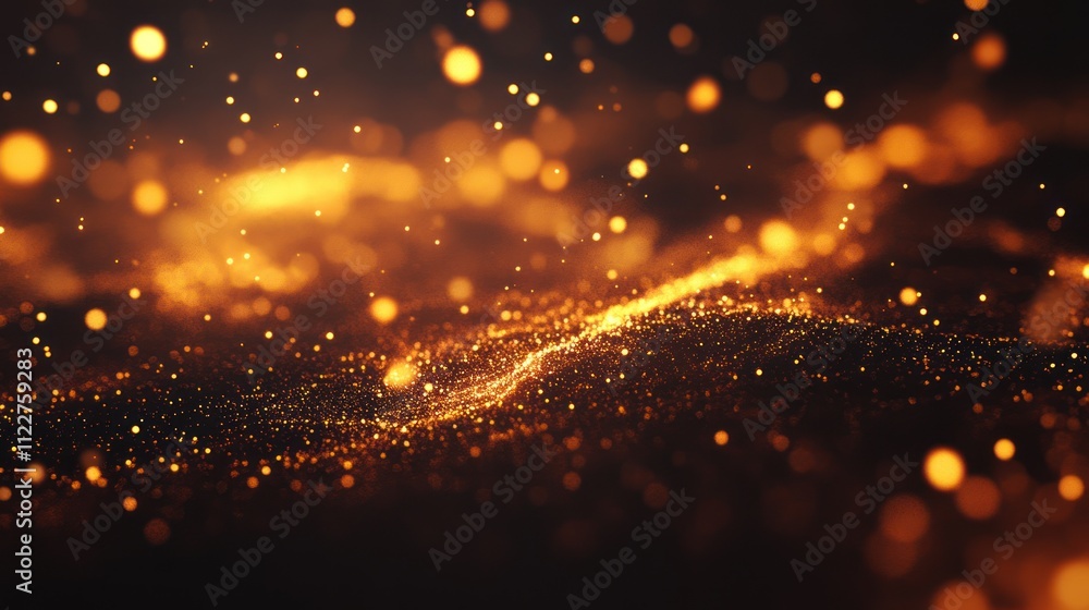 Poster dynamic particles in tech design, emphasizing motion and futuristic themes.