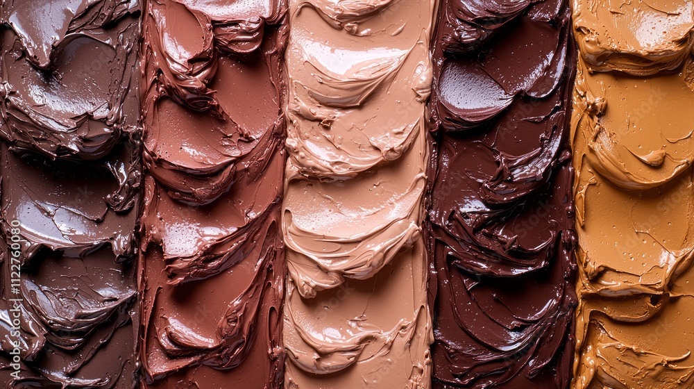 Poster a striking array of rich mocha shades displayed side by side, inviting creativity in cosmetic artist