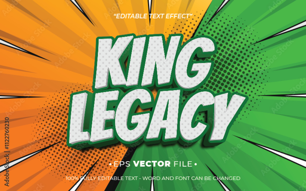 Poster king legacy 3d text effect editable vector