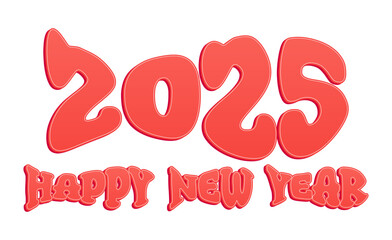 Happy New Year 2025 Realistic Pink Text Effect Typography Design Abstract Vector Illustration
